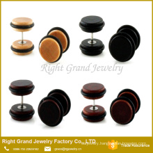 New arrival high quality natural wood fake ear plugs